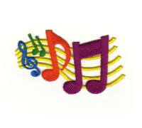 Musik Noten Bunt Aufnäher zum aufbügeln oder aufnähen Bügelbild Aufbügler für Kleidung gestickter Bügelflicken Applikation Notenschlüssel Musiknoten Patch Größe 7,4 x 5,0 cm