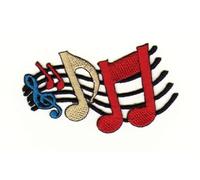 Musik Noten Bunt Aufnäher zum aufbügeln oder aufnähen Bügelbild Aufbügler für Kleidung gestickter Bügelflicken Applikation Notenschlüssel Musiknoten Patch Größe 7,4 x 5,0 cm