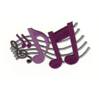 Musik Noten Lila Grau Aufnäher zum aufbügeln oder aufnähen Bügelbild Aufbügler für Kleidung gestickter Bügelflicken Applikation Notenschlüssel Musiknoten Patch Größe 7,4 x 5,0 cm