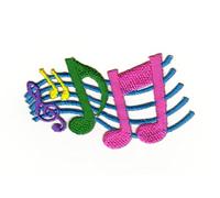 Musik Noten Rosa Grün Aufnäher zum aufbügeln oder aufnähen Bügelbild Aufbügler für Kleidung gestickter Bügelflicken Applikation Notenschlüssel Musiknoten Patch Größe 7,4 x 5,0 cm