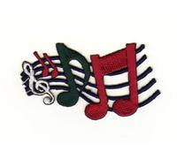 Musik Noten Rot Grün Aufnäher zum aufbügeln oder aufnähen Bügelbild Aufbügler für Kleidung gestickter Bügelflicken Applikation Notenschlüssel Musiknoten Patch Größe 7,4 x 5,0 cm