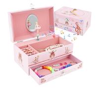 Musik Schmuckkästchen für Kinder Schmuckschatulle mit Drehender Ballerina | Dekorative Schmuckaufbewahrungsbox mit Schublade, Geburtstags Geschenk für Kleine Mädchen Tochter