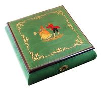 Musikalische Schmuckschatulle/Schmuckschachtel, Schmuckkasten mit Spieluhr aus Holz mit Intarsien-Tänzern und 18-Ton- Federspielwerk - Clair de lune - Mondschein (Claude Debussy).