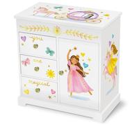 Musikalisches Prinzessin-Schmuckkästchen für Mädchen - Kinder Spieluhr mit Spiegel, Prinzessin Geschenke für kleine Mädchen Geburtstag, Schmuckkästchen für Alter 3-10 - 24,1 x 19,7 x 24,1 cm, Weiß