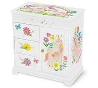 Musikalisches Prinzessin-Schmuckkästchen für Mädchen - Kinder Spieluhr mit Spiegel, Prinzessin Geschenke für kleine Mädchen Geburtstag, Schmuckkästchen für Alter 3-10 - 22,9 x 12,7 x 23,5 cm, Weiß