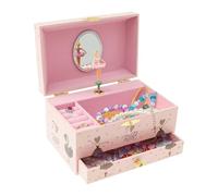 Musikalisches Schmuckkästchen Kinder Spieluhr mit Drehendem Einhorn Ballettmädchen Spiegel Schubladen Schmuckkasten für Kleine Mädchen Geburtstagsgeschenk(Rosa-Schwarzer Ballettmädchen)