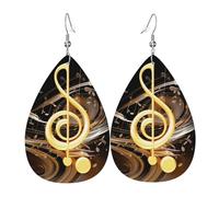 Musiknoten-Ohrringe für Damen, tropfenförmig, Leder, doppelseitig, baumelnd, leicht, Damen-Ohrschmuck, Schmuck, modisch, Geburtstagsgeschenk