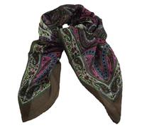 musimon Tuch Seidentuch Schal Paisley Muster 100% Seide 100 cm x 100 cm (gold magenta)