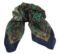 musimon Tuch Seidentuch Schal Paisley Muster 100% Seide 100 cm x 100 cm (marine blau)