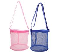 MUSISALY 2 Stück Faltbare Mesh strandtaschen für Tragbare Aufbewahrungstasche für Strandspielzeug und Muscheln Robuste Netzbeutel in Blau für Strand und Urlaub