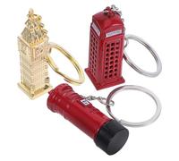 MUSISALY 3 Stück Vintage Souvenir Schlüsselanhänger London mit großem Uhrenturm Telefonzelle und Briefkasten Robuster Schlüsselring für Taschen Schlüssel und Reiseaccessoires