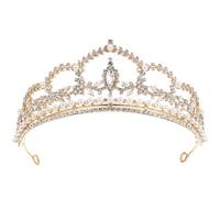 MUSISALY Metallene Brautkrone mit Strass Perlen Eleganter Vintage Haarschmuck für Hochzeit und Fest Zarter Kronenkopfschmuck für Brautfrisur