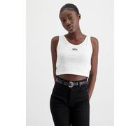 Muskelshirt ALPHA INDUSTRIES "Basic Crop-Tank SL Women", Damen, Gr. M, weiß, Obermaterial: 95% Baumwolle, 5% Elastan, Shirts (44029912-M) weiß