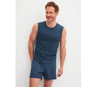 Muskelshirt CALIDA "Balanced Day", Herren, Gr. S (46/48), schwarz denim, Single Jersey, Obermaterial: 65% Modal (TENCEL™), 28% Modal, 7% Elasthan, körpernah hüftlang, Rundhals, Shirts, mit Rundhalsaus