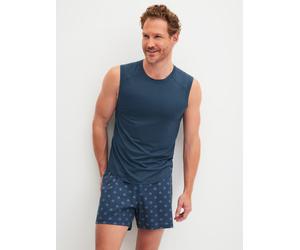 Muskelshirt CALIDA "Balanced Day", Herren, Gr. XXL (58/60), schwarz denim, Single Jersey, Obermaterial: 65% Modal (TENCEL™), 28% Modal, 7% Elasthan, körpernah hüftlang, Rundhals, Shirts, mit Rundhalsa