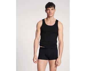 Muskelshirt CALIDA "Pure & Style", Herren, Gr. M (50), schwarz, Obermaterial: 94% Baumwolle, 6% Elasthan, unifarben, Basic, comfort fit hüftbedeckend, Rundhals, Shirts, Rundhals-Ausschnitt, Single Jer