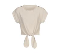 Muskelshirt CLOUD 5IVE "CLOUD 5IVE Musselin Top with knot detail", Damen, Gr. L, beige, 95% Polyester, 5% Elasthan, bedruckt, normal, Rundhals, Shirts (76106952-L) beige