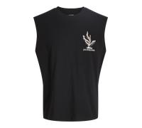 Muskelshirt JACK & JONES "JORMONTAUK GRAPHIC SL TEE CREW NECK", Herren, Gr. L, schwarz, Jersey, Obermaterial: 100% Baumwolle, bedruckt, relaxed fit normal, Rundhals, Shirts (47498444-L) schwarz