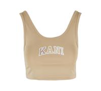 Muskelshirt KARL KANI "Karl Kani Damen KW242-023-2 Karl Kani Small Serif Bustier Top", Damen, Gr. M, sand, 96% Polyester, 4% Elasthan, bedruckt, skinny fit, U-Boot-Ausschnitt, Shirts (26934560-M) sand