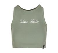 Muskelshirt KARL KANI "Karl Kani Kani Rib Racer Top", Damen, Gr. M, grün, 97% Baumwolle, 3% Elasthan, bedruckt, slim fit, Racerback, Shirts (88305445-M) grün