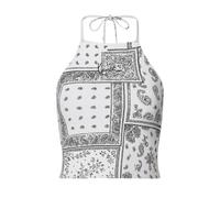 Muskelshirt KARL KANI "Karl Kani Signature Paisley Neckholder Top", Damen, Gr. L, weiß, 95% Baumwolle, 5% Elasthan, skinny fit, ohne Ausschnitt, Shirts (21203425-L) weiß