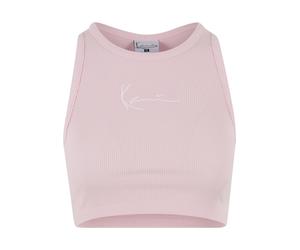 Muskelshirt KARL KANI "Karl Kani Small Signature Essential Racer Rib Top", Damen, Gr. M, rose, 97% Baumwolle, 3% Elasthan, bedruckt, slim fit, Racerback, Shirts (83180358-M) rose