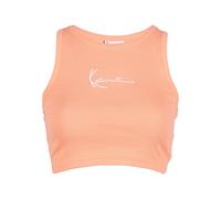 Muskelshirt KARL KANI "Karl Kani Small Signature Essential Racer Rib Top", Damen, Gr. XS, orange, 97% Baumwolle, 3% Elasthan, bedruckt, slim fit, Racerback, Shirts (19760821-XS) orange