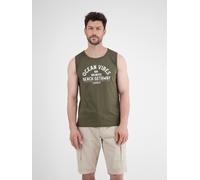 T-Shirt LERROS, Herren, Gr. M, grün (aged olive), Single Jersey, Obermaterial: 100% Baumwolle, bedruckt, casual, regular fit taillenbedeckt, Rundhals, ohne Ärmel, Shirts, mit Front Print (13769522-M)