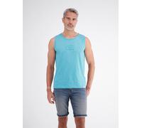 Muskelshirt LERROS "Luftiges Tanktop aus Baumwolle mit trendigem Slogan-Print", Herren, Gr. 3XL, blau (reef blau), 100% Baumwolle, Rundhals, Shirts (88241110-XXXL) reef blau