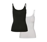 Muskelshirt URBAN CLASSICS "Urban Classics Damen Ladies Basic Top 2-Pack", Damen, Gr. 4XL, schwarz, weiß, 95% Baumwolle, 5% Elasthan, unifarben, slim fit, ohne Ausschnitt, Shirts (29766844-4XL) schwar
