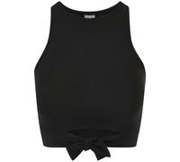 Muskelshirt URBAN CLASSICS "Urban Classics Damen Ladies Cropped Knot Top", Damen, Gr. XS, schwarz, 95% Baumwolle, 5% Elasthan, unifarben, skinny fit, Rundhals, Shirts (33995847-XS) schwarz