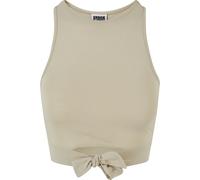Muskelshirt URBAN CLASSICS "Urban Classics Damen Ladies Cropped Knot Top", Damen, Gr. XXL, softseagrass, 95% Baumwolle, 5% Elasthan, unifarben, skinny fit, Rundhals, Shirts (78904839-XXL) softseagrass
