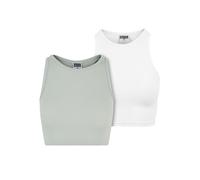 Muskelshirt URBAN CLASSICS "Urban Classics Damen Ladies Cropped Rib Top 2-Pack", Damen, Gr. XL, bunt (frostmint, weiß), 97% Baumwolle, 3% Elasthan, unifarben, slim fit, Rundhals, Shirts (15729624-XL) 