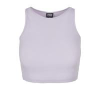 Muskelshirt URBAN CLASSICS "Urban Classics Damen Ladies Cropped Rib Top", Damen, Gr. 3XL, lila, 97% Baumwolle, 3% Elasthan, unifarben, slim fit, Rundhals, Shirts (98912827-XXXL) lila