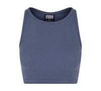 Muskelshirt URBAN CLASSICS "Urban Classics Damen Ladies Cropped Rib Top", Damen, Gr. 5XL, blau (vintageblau), 97% Baumwolle, 3% Elasthan, unifarben, slim fit, Rundhals, Shirts (75962247-5XL) vintagebl