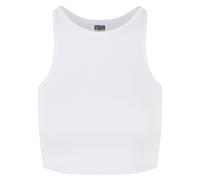 Muskelshirt URBAN CLASSICS "Urban Classics Damen Ladies Organic Cropped Rib Top", Damen, Gr. L, weiß, 95% Baumwolle, 5% Elasthan, unifarben, normal, Rundhals, Shirts (22585742-L) weiß