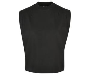 Muskelshirt URBAN CLASSICS "Urban Classics Damen Ladies Organic Heavy Pleated Shoulder Top", Damen, Gr. L, schwarz, 100% Baumwolle, unifarben, loose fit, Rundhals, Shirts (12834263-L) schwarz