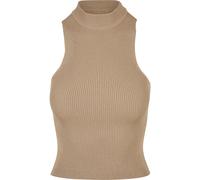 Muskelshirt URBAN CLASSICS "Urban Classics Damen Ladies Short Rib Knit Turtleneck Top", Damen, Gr. L, unionbeige, 35% Polyacryl, 35% Viskose, 30% Polyamid, unifarben, slim fit, hoch geschlossener Auss