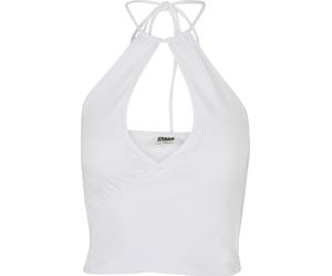 Muskelshirt URBAN CLASSICS "Urban Classics Damen Ladies Short Wraped Neckholder Top", Damen, Gr. 4XL, weiß, 95% Baumwolle, 5% Elasthan, unifarben, slim fit, Neckholder, Shirts (34139016-4XL) weiß