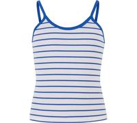 Muskelshirt URBAN CLASSICS "Urban Classics Girls Striped Rib Basic Top", Mädchen, Gr. 134/140, weiß, royal, 96% Baumwolle, 4% Elasthan, gestreift, slim fit, Racerback, Shirts (23827428-134) weiß, roya