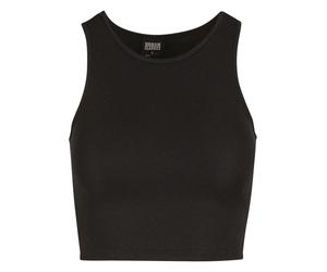 Muskelshirt URBAN CLASSICS "Urban Classics Ladies Glitter Cropped Top", Damen, Gr. 5XL, schwarz, 76% Polyester, 21% Metall, 3% Elasthan, unifarben, skinny fit, Racerback, Shirts (52723025-5XL) schwarz