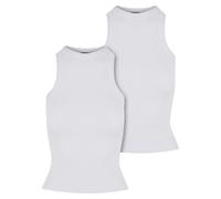 Muskelshirt URBAN CLASSICS "Urban Classics Ladies Racer Back Rib Top 2-Pack", Jungen, Gr. 5XL, weiß weiß, 95% Baumwolle, 5% Elasthan, unifarben, slim fit, Rundhals, Shirts (95018515-5XL) weiß weiß