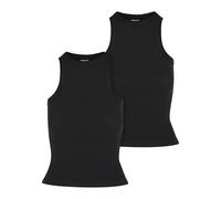 Muskelshirt URBAN CLASSICS "Urban Classics Ladies Racer Back Rib Top 2-Pack", Jungen, Gr. XS, schwarz schwarz, 95% Baumwolle, 5% Elasthan, unifarben, slim fit, Rundhals, Shirts (72381603-XS) schwarz s
