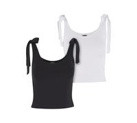 Urban Classics Damen T-Shirt Ladies Tied Basic Jersey Top 2-Pack TB7520A Black/White-4XL
