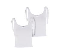 Muskelshirt URBAN CLASSICS "Urban Classics Ladies Tied Basic Jersey Top 2-Pack", Damen, Gr. L, weiß, weiß, 90% Baumwolle, 10% Elasthan, unifarben, slim fit, U-Boot-Ausschnitt, Shirts (94701522-L) weiß