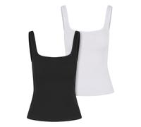 Muskelshirt URBAN CLASSICS "Urban Classics Ladies Wide Neck Rib Top 2-Pack", Damen, Gr. 4XL, schwarz-weiß (schwarz, weiß), 95% Baumwolle, 5% Elasthan, unifarben, normal, eckiger Ausschnitt, Shirts (16