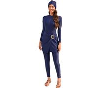 Muslimisch Badeanzug Damen: Ganzkörper Burkini, Bademode mit Hijab blau M