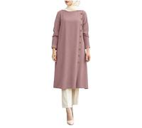 Muslimische Kleider Damen Langarm, Muslim Abaya Damen Elegant,Islamische Kleidung Damen Einfarbig Gebetskleidung für Frauen Gebetskleid Ramadan Kaftan Robe Mode Casual Leichte Kleid Maxikleid