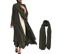 Muslimische Kleider Damen Langes Gebet Chiffon Offenes Kleid Einfarbig Abaya Dubai Türkei Islam Kaftan Ramadan Eid Mubarak Frauen Robe mit Hijab Gebetskleidung Outfit Naher Osten Arabisch Gebetskleid