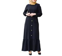 Muslimische Kleider Damen mit Gürtel, Muslim Abaya Damen Elegant,Islamische Kleidung Damen Einfarbig Mode Leichte Kleid Sommerkleid Gebetskleid Ramadan Kaftan Robe Gebetskleidung für Frauen Eid